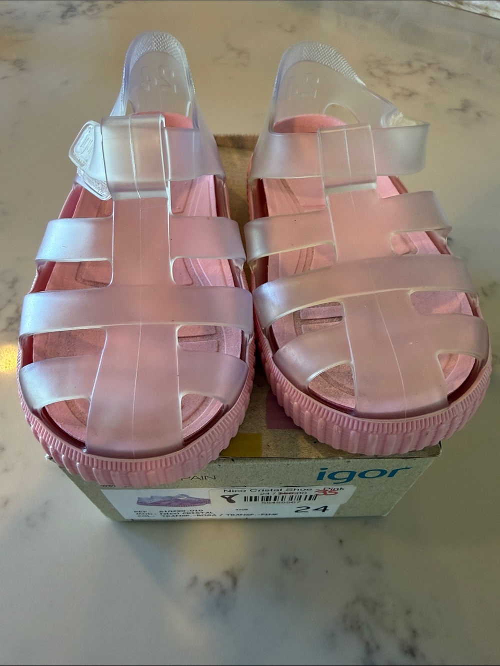 Igor Pink Translucent Jelly Sandals for Kids size 8